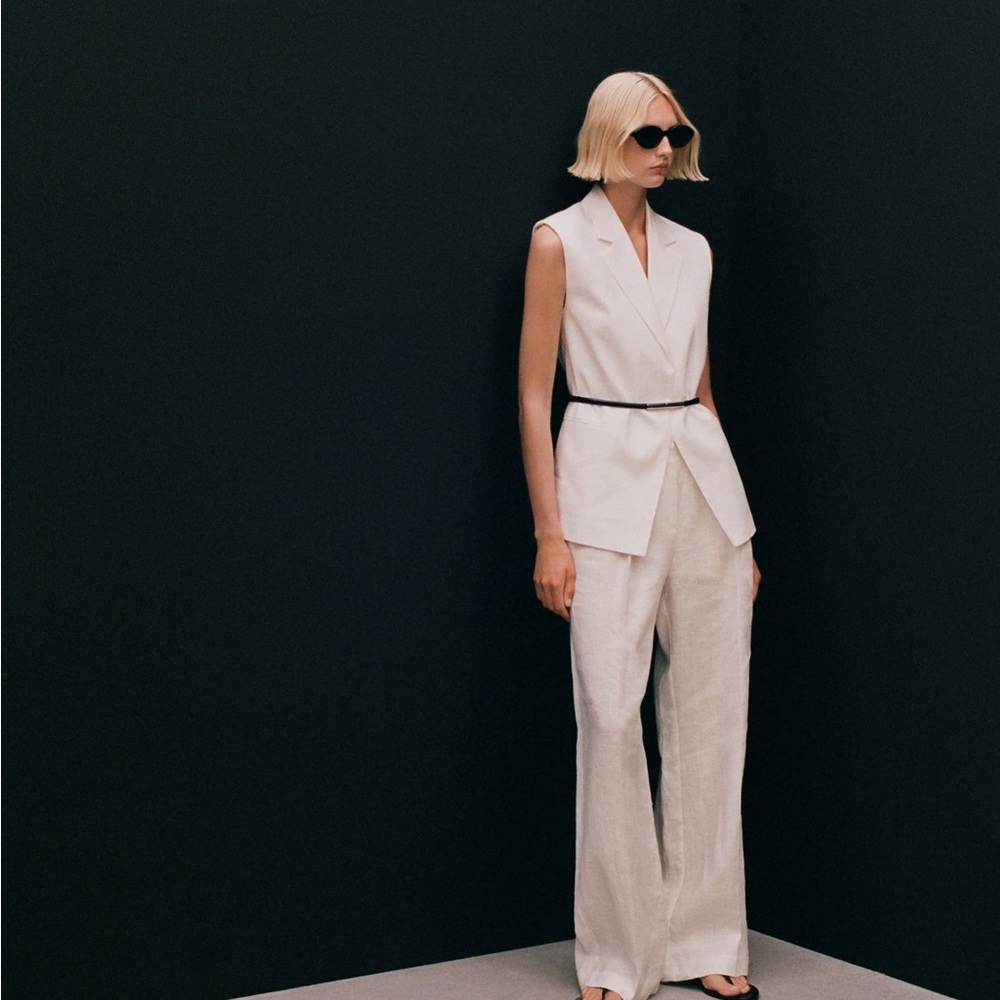 NWT Mango White Tailored Sleeveless Vest Blazer Size S